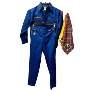VTG BSA Cub Scout Uniform Youth Medium Shirt Pants Scarves Altered Troop Patch